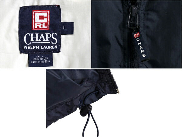 90s チャップス ラルフローレン ナイロン パーカー ジャケット メンズ L 古着 オールド CHAPS ポロ フルジップ ブルゾン ジャンパー 星条旗