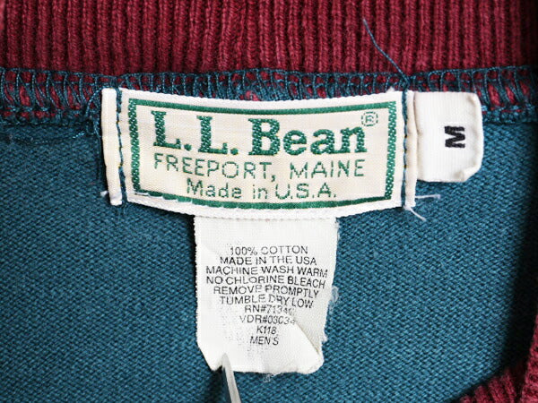 80s USA製 エルエルビーン モックネック ボーダー 長袖 Tシャツ メンズ M / 80年代 ヴィンテージ LLBEAN ラガーシャツ 素材 ヘビーウェイト