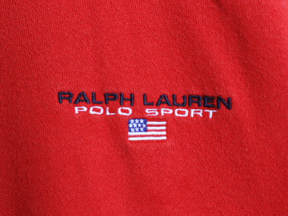 90s ポロスポーツ ラルフローレン スウェット レディース L オールド POLO SPORT ポロ トレーナー 裏起毛 星条旗 ワンポイント ハイネック