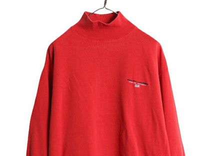 90s ポロスポーツ ラルフローレン スウェット レディース L オールド POLO SPORT ポロ トレーナー 裏起毛 星条旗 ワンポイント ハイネック