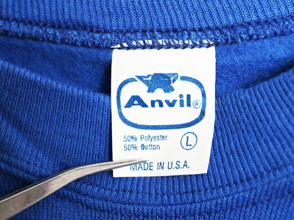 デッドストック 80s USA製 アンビル 無地 スウェット メンズ レディース L / 新品 80年代 ヴィンテージ anvil トレーナー 青 裏起毛 ブルー