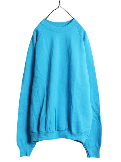 デッドストック 90s USA製 フルーツオブザルーム 無地 スウェット メンズ XL 新品 90年代 オールド 裏起毛 トレーナー 大きいサイズ ブルー