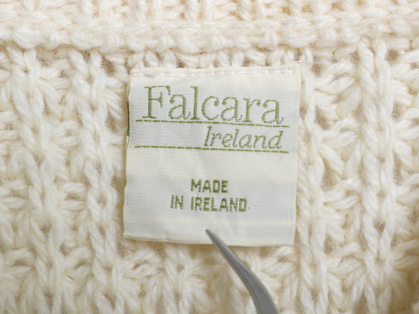 アイルランド製 フィッシャーマン ニット セーター メンズ XL 古着 アラン ヘビーウェイト ウール ケーブル 無地 ナチュラル 大きいサイズ