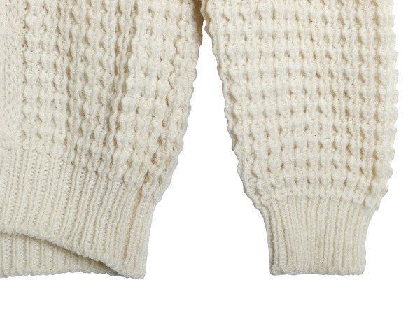 アイルランド製 フィッシャーマン ニット セーター メンズ XL 古着 アラン ヘビーウェイト ウール ケーブル 無地 ナチュラル 大きいサイズ