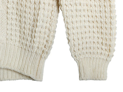 アイルランド製 フィッシャーマン ニット セーター メンズ XL 古着 アラン ヘビーウェイト ウール ケーブル 無地 ナチュラル 大きいサイズ