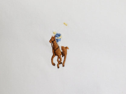 00s ラルフローレン 長袖 ボタンダウン シャツ メンズ L 程 オールド ポロ オックスフォード CLASSIC FIT ワンポイント ポニー刺繍 白 無地