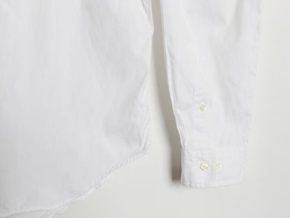 00s ラルフローレン 長袖 ボタンダウン シャツ メンズ L 程 オールド ポロ オックスフォード CLASSIC FIT ワンポイント ポニー刺繍 白 無地