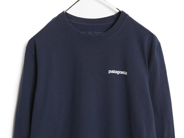 パタゴニア 両面 プリント 長袖 Tシャツ メンズ M 19年製 アウトドア ロンT ロングスリーブ P6 バックプリント ボックスロゴ カットソー 紺