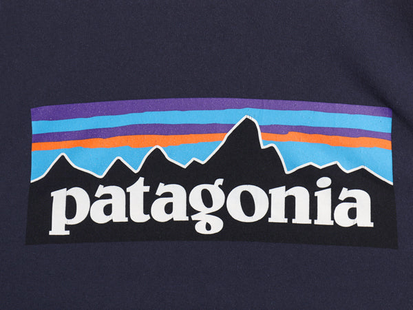 パタゴニア 両面 プリント 長袖 Tシャツ メンズ M 19年製 アウトドア ロンT ロングスリーブ P6 バックプリント ボックスロゴ カットソー 紺