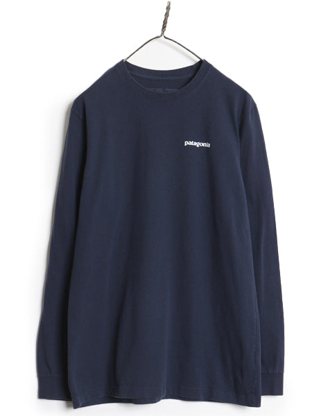パタゴニア 両面 プリント 長袖 Tシャツ メンズ M 19年製 アウトドア ロンT ロングスリーブ P6 バックプリント ボックスロゴ カットソー 紺