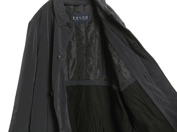 90s ラルフローレン ステンカラー コート メンズ L / オールド ポロ 中綿 キルティング ライナー ナイロン ジャケット シンプル 黒