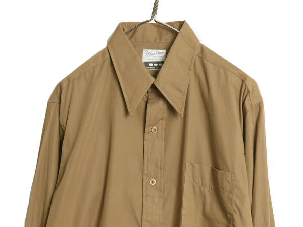 デッドストック 60s Elmer Davis コットン 長袖 シャツ メンズ L / 新品 ヴィンテージ マチ付き ドレス カジュアル 薄手 ポケット付き 無地