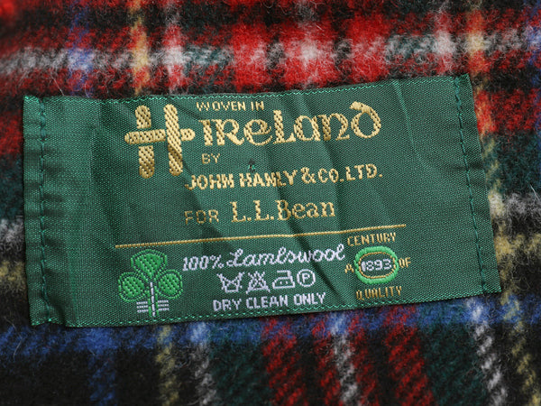 アイルランド製 JOHN HANLY x LLBEAN チェック ラム ウール マフラー / フリンジ付き マルチカラー 別注 モデル 防寒 ビジネス カジュアル