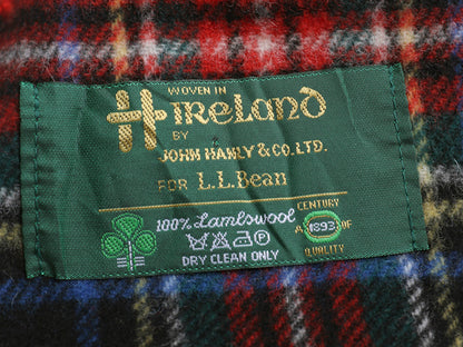 アイルランド製 JOHN HANLY x LLBEAN チェック ラム ウール マフラー / フリンジ付き マルチカラー 別注 モデル 防寒 ビジネス カジュアル