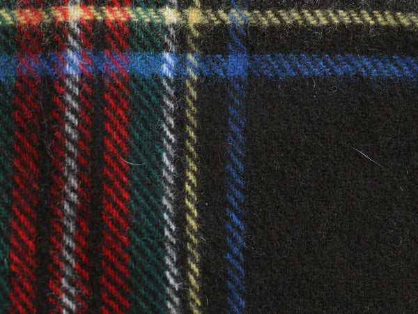 アイルランド製 JOHN HANLY x LLBEAN チェック ラム ウール マフラー / フリンジ付き マルチカラー 別注 モデル 防寒 ビジネス カジュアル