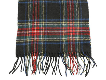 アイルランド製 JOHN HANLY x LLBEAN チェック ラム ウール マフラー / フリンジ付き マルチカラー 別注 モデル 防寒 ビジネス カジュアル