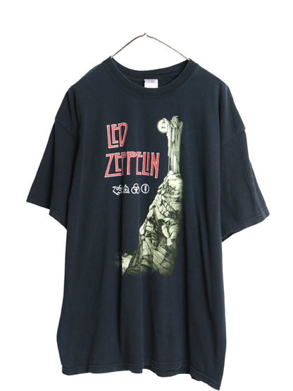 00s レッドツェッペリン プリント Tシャツ メンズ XL オールド オフィシャル バンド ロック イラスト アート グラフィック 黒 大きいサイズ