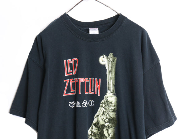 00s レッドツェッペリン プリント Tシャツ メンズ XL オールド オフィシャル バンド ロック イラスト アート グラフィック 黒 大きいサイズ