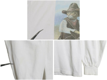 90s ネコ イラスト プリント 長袖 Tシャツ メンズ XL / オールド ロンT 映画 ムービー パロディ アニマル グラフィック シングルステッチ 