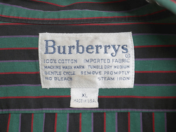 80s USA製 バーバリー ストライプ 長袖 シャツ メンズ XL ヴィンテージ コットン カジュアル ドレス ワイシャツ マルチカラー 大きいサイズ
