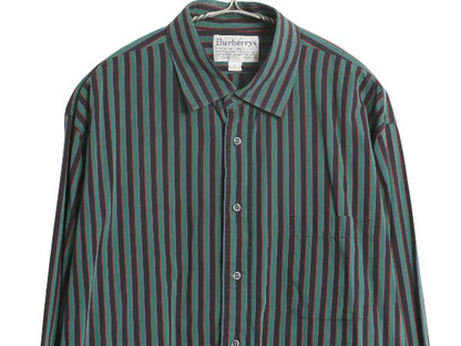 80s USA製 バーバリー ストライプ 長袖 シャツ メンズ XL ヴィンテージ コットン カジュアル ドレス ワイシャツ マルチカラー 大きいサイズ