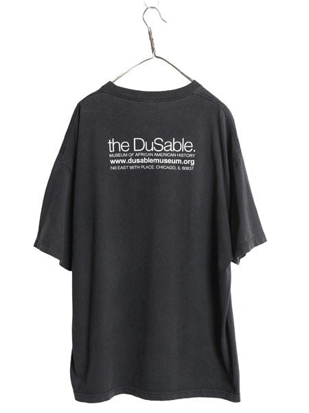 90s ★ 黒人 偉人 イラスト プリント Tシャツ メンズ XXL / 古着 オールド 半袖Tシャツ グラフィック 大きいサイズ 2XL ヘビーウェイト 黒