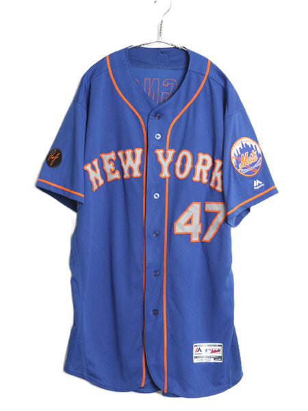 USA製 メッツ ベースボール シャツ メンズ XXL 程/ MLB オフィシャル マジェスティック 大リーグ ユニフォーム ゲームシャツ 大きいサイズ