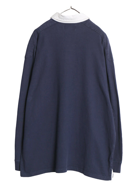 00s ポロ ラルフローレン 長袖 ラガーシャツ メンズ XL / オールド 長袖シャツ ラグビー ポロシャツ ワンポイント ポニー 大きいサイズ 紺
