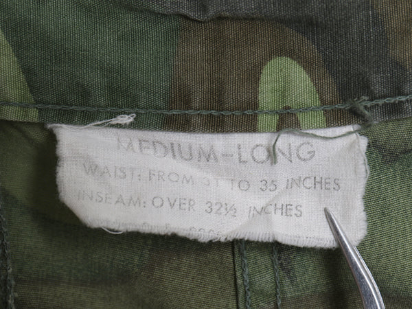 60s ★ US ARMY 米軍実物 3rd 初期 ノンリップ ジャングルファティーグ パンツ MEDIUM LONG ヴィンテージ グリーンリーフ カモ ERDL カーゴ