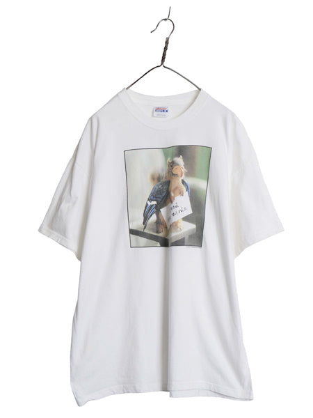 00s リス フォト プリント Tシャツ メンズ XL オールド ジョーク メッセージ キャラクター アニマル ヘビーウェイト コットン 大きいサイズ