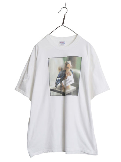 00s リス フォト プリント Tシャツ メンズ XL オールド ジョーク メッセージ キャラクター アニマル ヘビーウェイト コットン 大きいサイズ