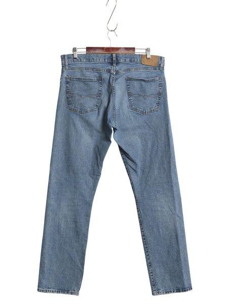 ポロ ラルフローレン デニム パンツ メンズ 実寸 36 32 古着 ヴィンテージ 加工 ジーンズ ジーパン ストレート ヒゲ アタリ 革パッチ Gパン