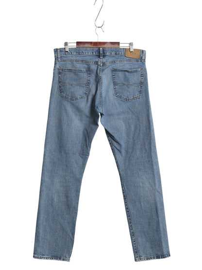 ポロ ラルフローレン デニム パンツ メンズ 実寸 36 32 古着 ヴィンテージ 加工 ジーンズ ジーパン ストレート ヒゲ アタリ 革パッチ Gパン