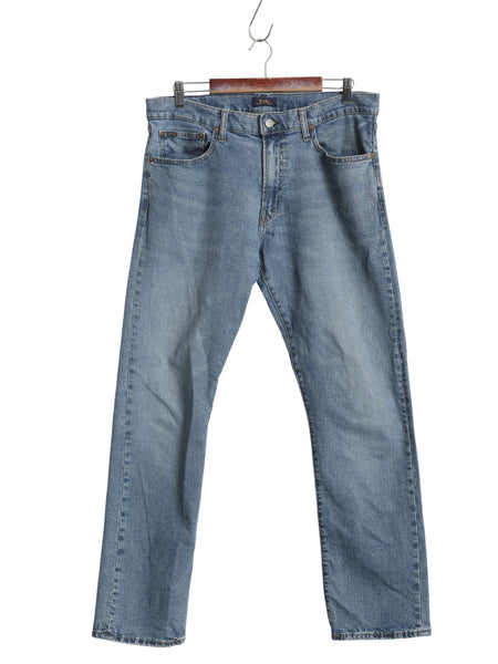 ポロ ラルフローレン デニム パンツ メンズ 実寸 36 32 古着 ヴィンテージ 加工 ジーンズ ジーパン ストレート ヒゲ アタリ 革パッチ Gパン