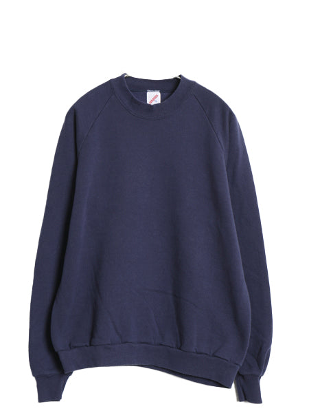 80s USA製 ジャージーズ 無地 スウェット メンズ レディース XL 小さめ M 程/ ヴィンテージ クルーネック ブランク トレーナー 裏起毛 紺