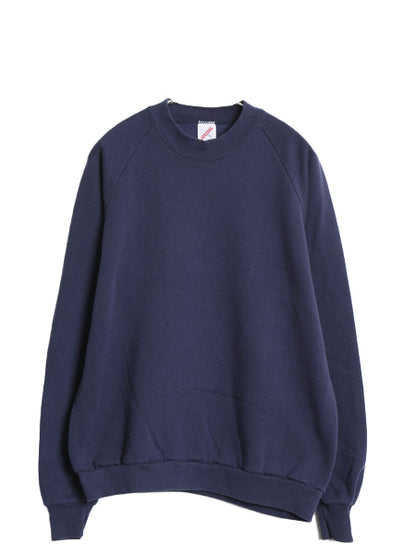 80s USA製 ジャージーズ 無地 スウェット メンズ レディース XL 小さめ M 程/ ヴィンテージ クルーネック ブランク トレーナー 裏起毛 紺