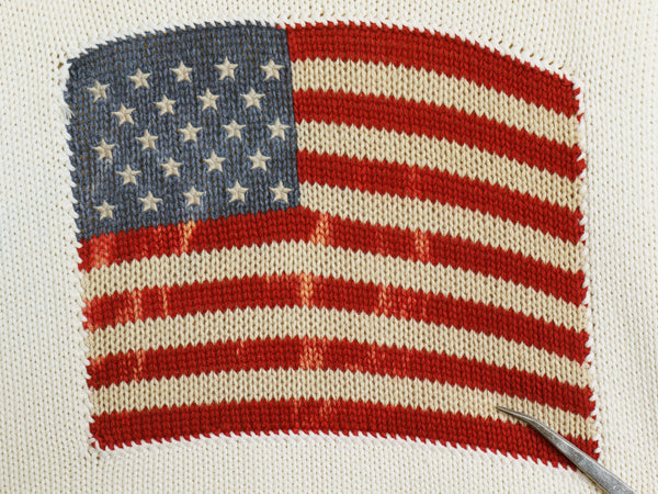 80s 90s ★ ポロカントリー ラルフローレン 星条旗 コットン ニット セーター レディース メンズ M / ヴィンテージ ポロ クルーネック 白