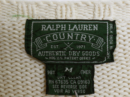 80s 90s ★ ポロカントリー ラルフローレン 星条旗 コットン ニット セーター レディース メンズ M / ヴィンテージ ポロ クルーネック 白