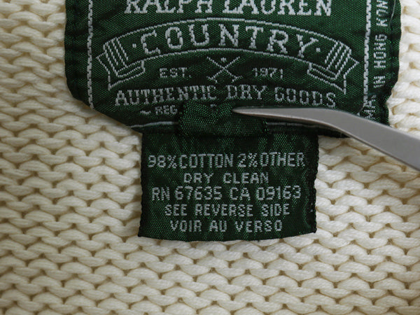 80s 90s ★ ポロカントリー ラルフローレン 星条旗 コットン ニット セーター レディース メンズ M / ヴィンテージ ポロ クルーネック 白