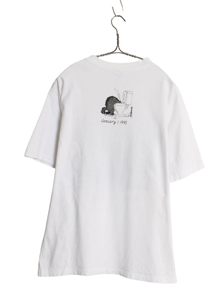 90s USA製 クリバンキャット イラスト 両面 プリント Tシャツ メンズ レディース M オールド ネコ アニマル キャラクター シングルステッチ