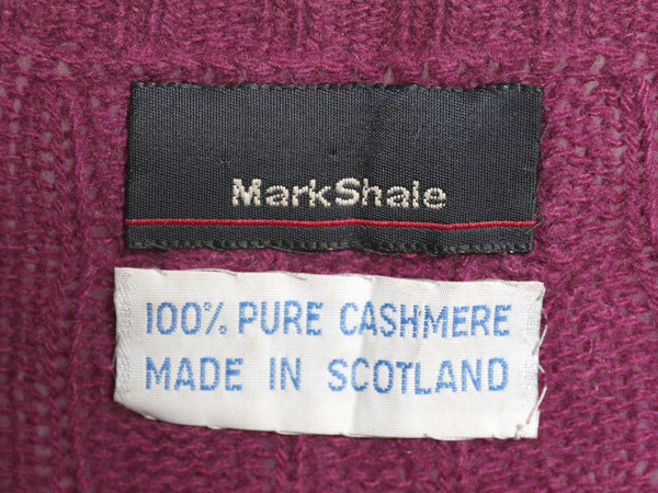 80s スコットランド製 ケーブル ニット セーター メンズ XL 程/ ヴィンテージ 100% カシミヤ クルーネック 大きいサイズ シンプル きれいめ