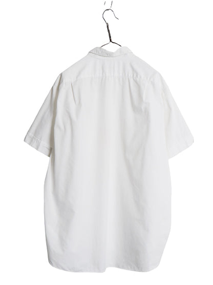 60s ★ LANES マチ付き コットン 半袖 シャツ メンズ XL 程 ヴィンテージ ポケット付き ビジネス ドレス ワイシャツ シンプル 薄手 無地 白