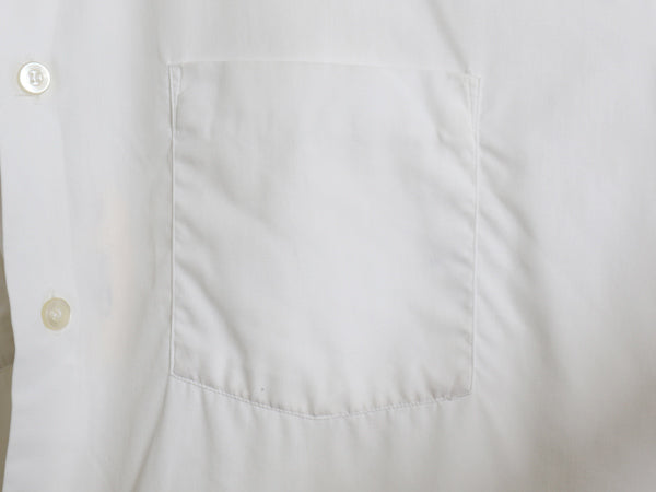 60s ★ LANES マチ付き コットン 半袖 シャツ メンズ XL 程 ヴィンテージ ポケット付き ビジネス ドレス ワイシャツ シンプル 薄手 無地 白