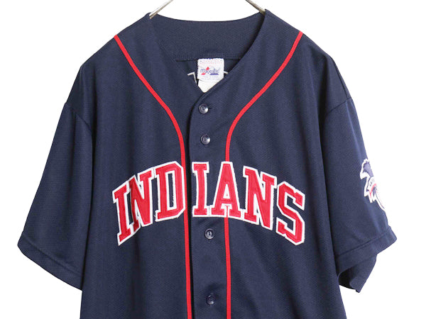 インディアンズ ベースボール シャツ メンズ XL / MLB オフィシャル マジェスティック 大リーグ ユニフォーム メジャーリーグ 大きいサイズ