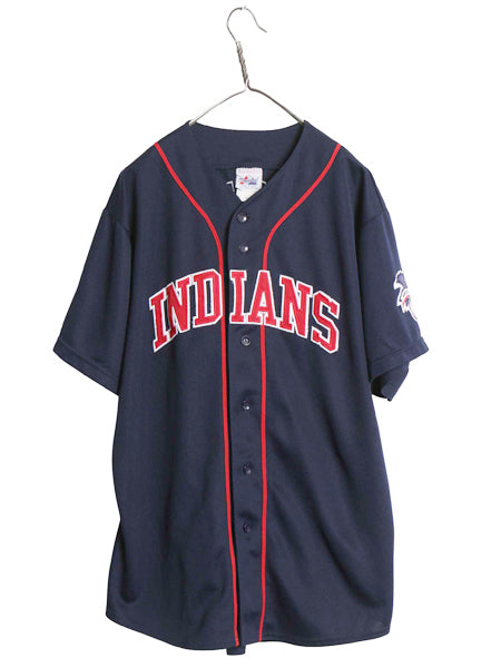 インディアンズ ベースボール シャツ メンズ XL / MLB オフィシャル マジェスティック 大リーグ ユニフォーム メジャーリーグ 大きいサイズ