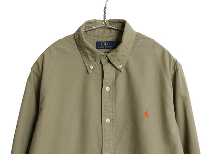ポロ ラルフローレン 長袖 ボタンダウン シャツ メンズ L / オールド CLASSIC FIT オックスフォード コットン ワンポイント ポニー カーキ