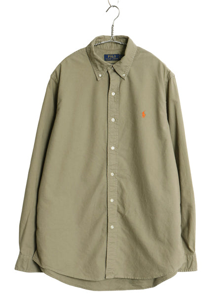 ポロ ラルフローレン 長袖 ボタンダウン シャツ メンズ L / オールド CLASSIC FIT オックスフォード コットン ワンポイント ポニー カーキ