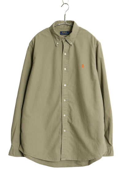 ポロ ラルフローレン 長袖 ボタンダウン シャツ メンズ L / オールド CLASSIC FIT オックスフォード コットン ワンポイント ポニー カーキ