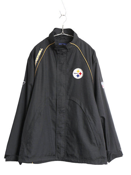 スティーラーズ ナイロン トラック ジャケット メンズ M / NFL オフィシャル リーボック フルジップ ウィンドブレーカー アメフト ブラック