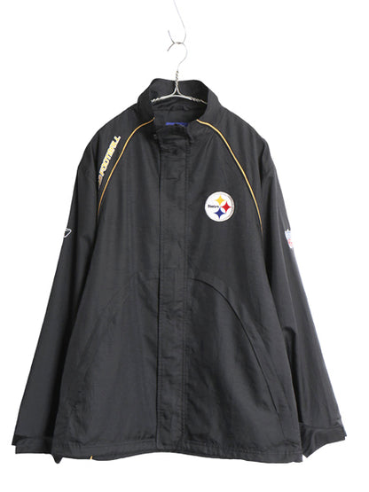 スティーラーズ ナイロン トラック ジャケット メンズ M / NFL オフィシャル リーボック フルジップ ウィンドブレーカー アメフト ブラック